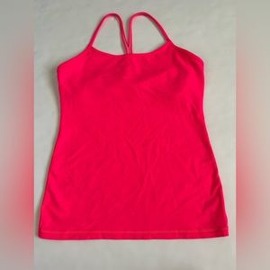 Lululemon power Y Bright Pink Color Thank Top Sz. 8